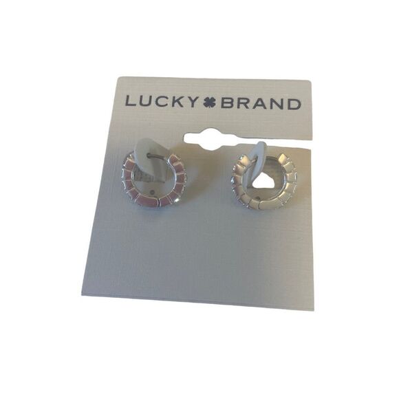 Delicate Pave Matte Silver Huggie Hoops - Picture 5 of 6